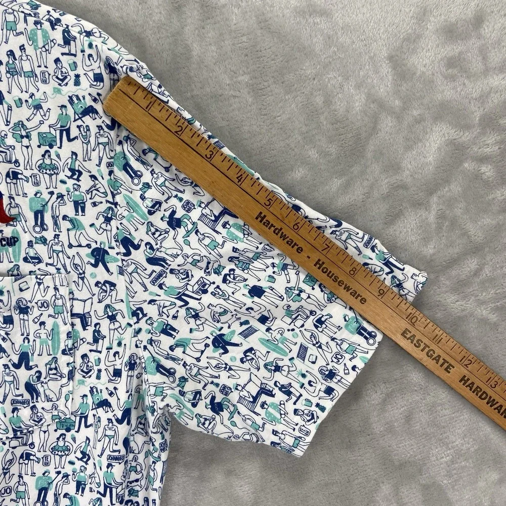 Johnnie-O Shirt men's Medium Polo Golf Pullover Beach Beer Surf Skater AOP Print